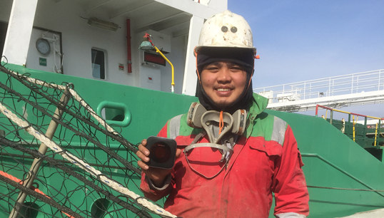 A seafarer with one of the 40 MiFi project units which have been deployed to eight maritime welfare charities via UK ports. Image: Stella Maris Image:A seafarer with one of the 40 MiFi project units which have been deployed to eight maritime welfare charities via UK ports. Image: Stella Maris